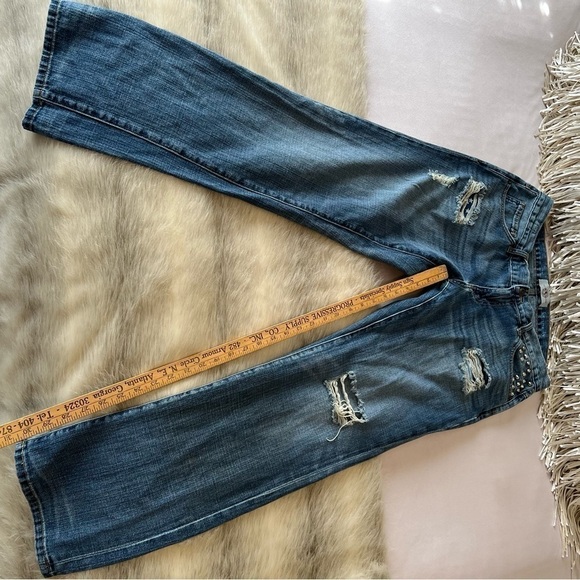 CULTURED REVOLUTION Kennedy Destroyed Jeans 36 Studded American Flag Blue Ripped - Picture 10 of 17